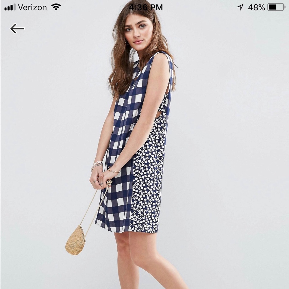 ASOS Blue and White Checkered Dress